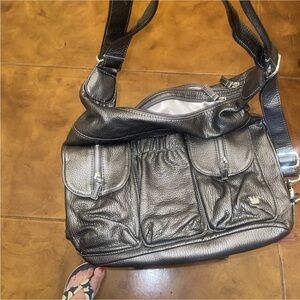 Purse King Dark Gray Textured Shoulder Bag